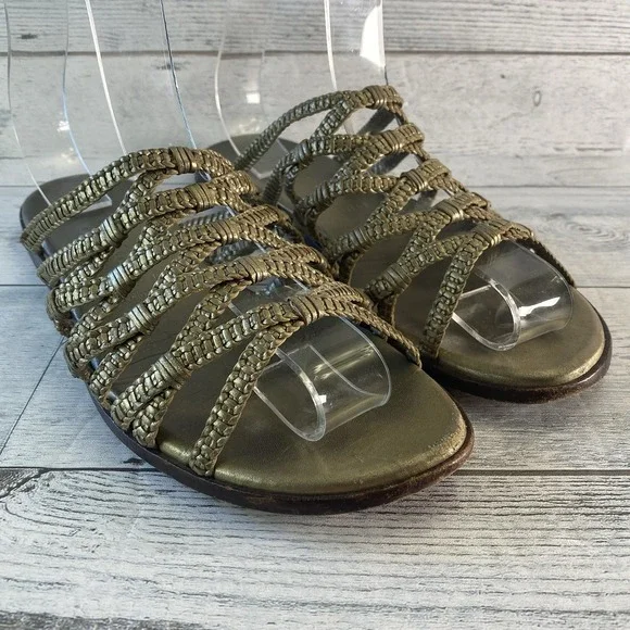 Cole Haan Resort Shoes Womens 10 B Tan Leather Strappy Fashion Sandals Flats