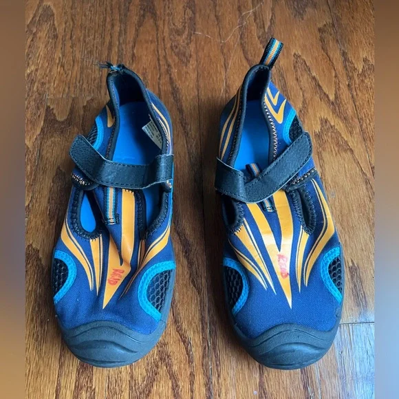 Kids Water Shoes with Blue and Yellow Stripe Design