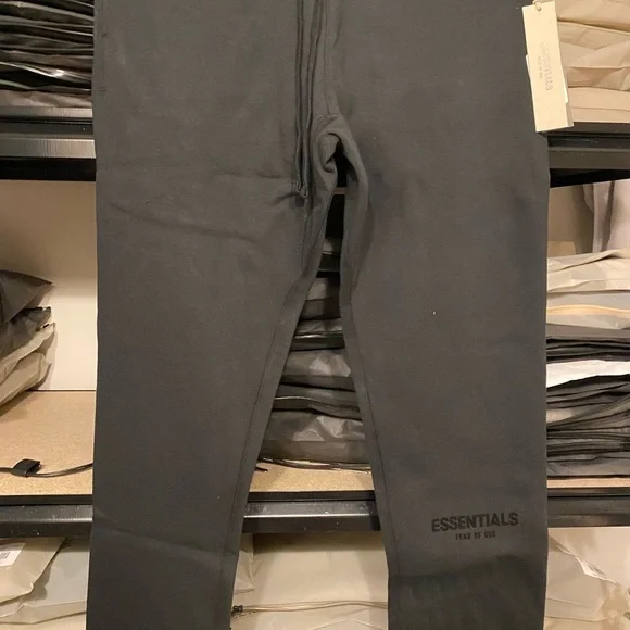 Essentials black straight lounge pants stretch limo SS2022