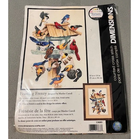 Dimensions Vtg Feasting Frenzy Counted Cross Stitch Kit Birds Marilee Carroll