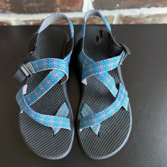 Chaco Z/ Cloud 2 Trace Eclipse Blue Toe Loop Hiking Sandals Size 8