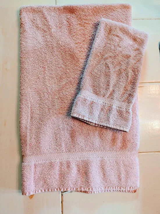 VTG Martex English Rose Pink Towel Set Bath & Hand Towel Cottagecore Cotton 80s