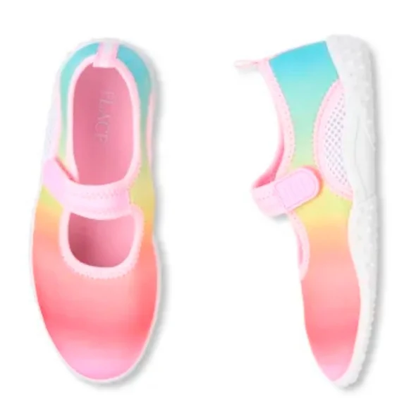Children's Place Girls Water Shoes Pink RAINBOW Pool Beach