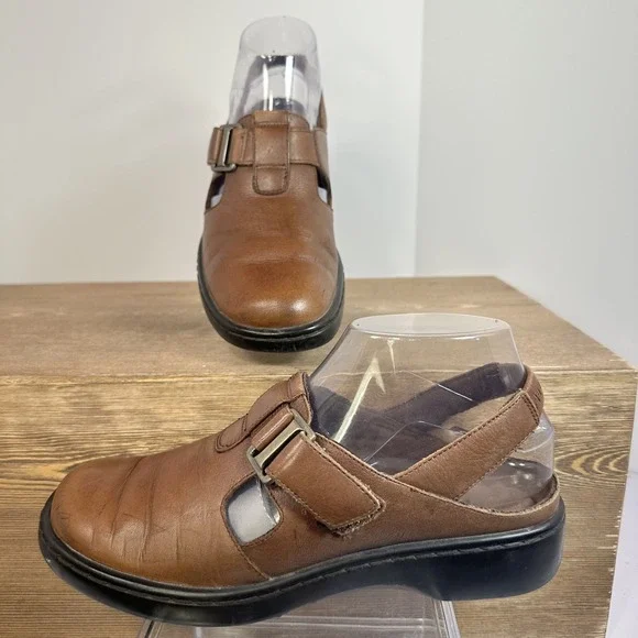 Naturalizer VTG Boho Comfort Slingback Shoes SZ 6.5 Brown Leather Cutout Indie