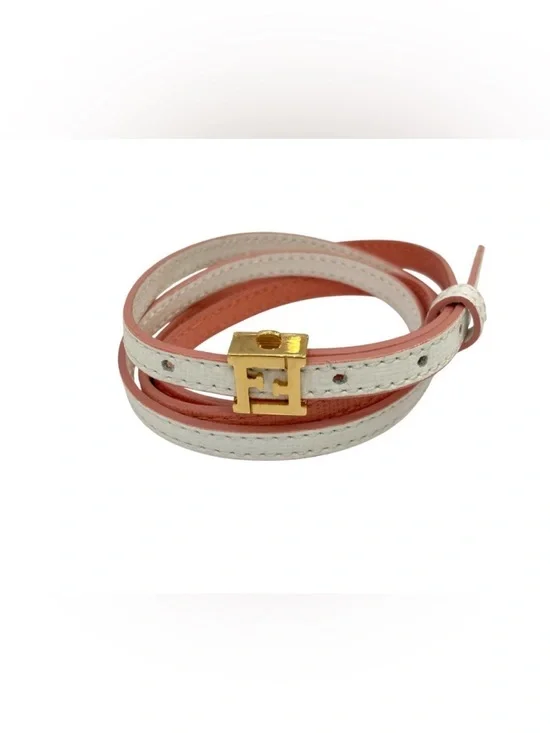 Fendi Pink Leather Wrap Bracelet Belt