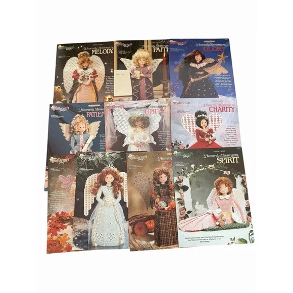 Vintage Needlecraft Shop Plastic Canvas Heavenly Messengers Angels Lot Of 10‎