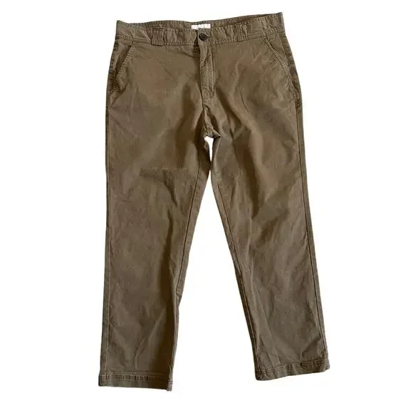 I Love Ugly Japanese Cropped Silm Kobe Pants Brown Cotton Size XL X-Large