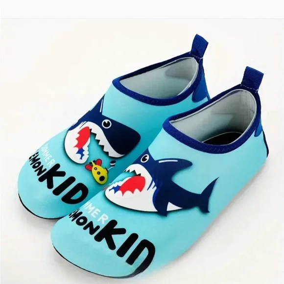⤵️🆕 Boys Baby Shark Print Water Shoes, Non-slip Breathable Trendy Quick Drying