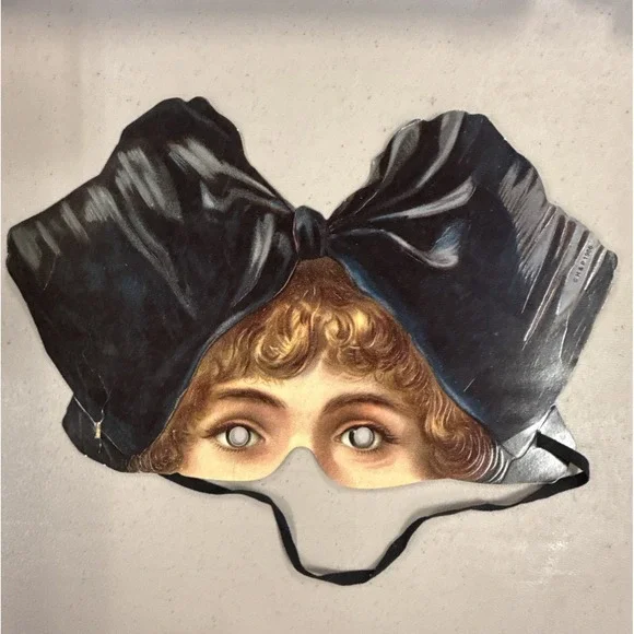 H&P‎ 1986 Alsatian Girl With Big Bow Mask Fascimile of Genuine Victorian Mask