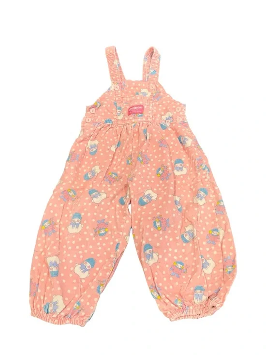 Vintage Oshkosh 3T jumpsuit overalls snowmen corduroy pink girls toddler