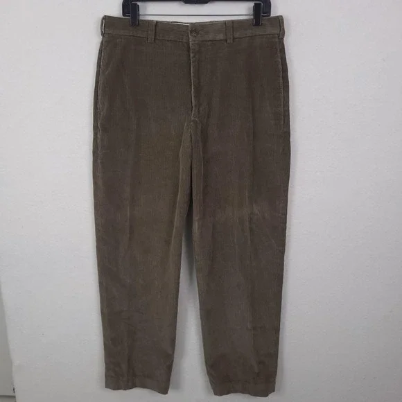 Brooks Brothers Hudson Pants Mens 34x30 Brown Corduroy Chino Straight Leg Casual