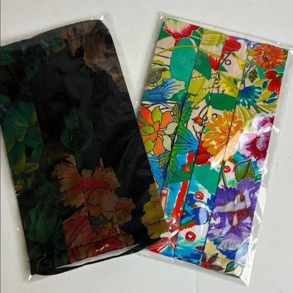 Johnny Was Mask Lot - Set of 2 NEW Silk Masks Boho Floral Bohemian Maximalists