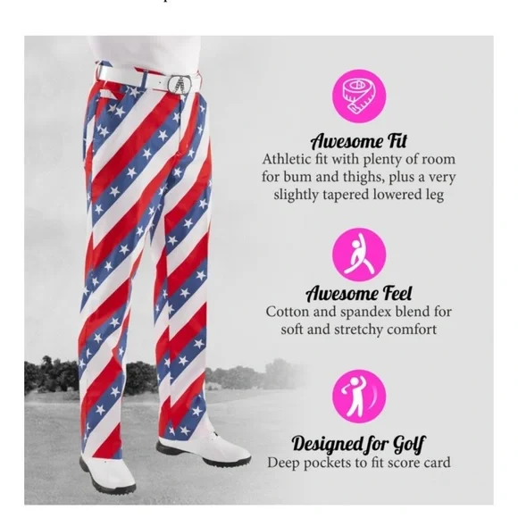 Royal & Awesome Pars and Stripes Golf Pants