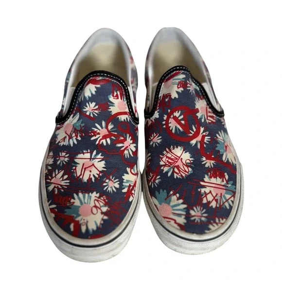 Vans‎ Slip On Shoes Floral Graffiti Print Womens Size 6
