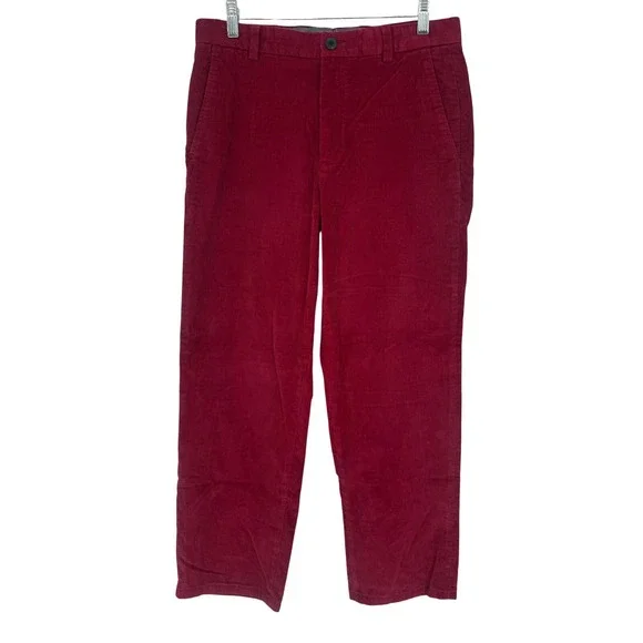 Brooks Brothers Clark Corduroy Flat Front Pants Men W32 L30 Red Casual Chinos