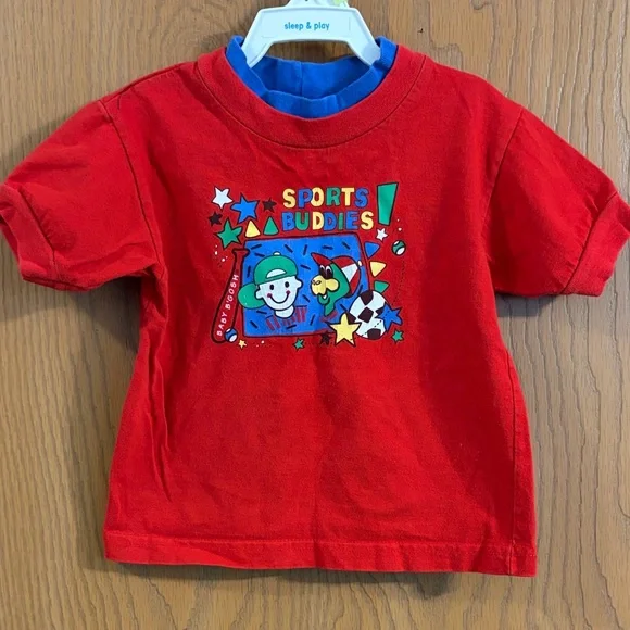 Oshkosh Vintage‎ Red Toddler Sports Buddies T Shirt 12M