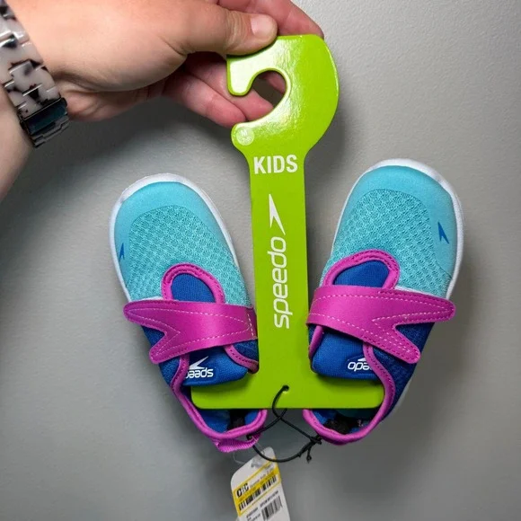 Speedo Shore Explorer 2.0 Kids Water Shoes Teal Blue Pink Size M 7-8 NEW