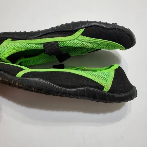 Wonder Nation Unisex Kids‎ 4 Water Shoes Green Black Mesh Low Top Slip On