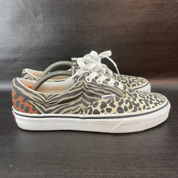 Vans Era Sneakers Womens 6.5 Tan Safari Animal Print Leopard Zebra Low Top Shoes
