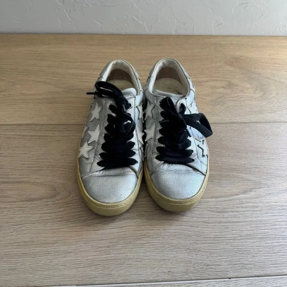 Saint Laurent shiny silver star sneakers