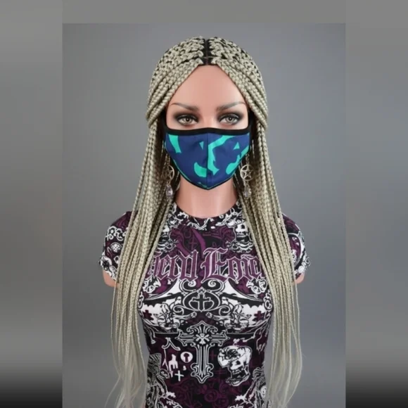 Unisex Blue Green Face Mask Breathable Lightweight