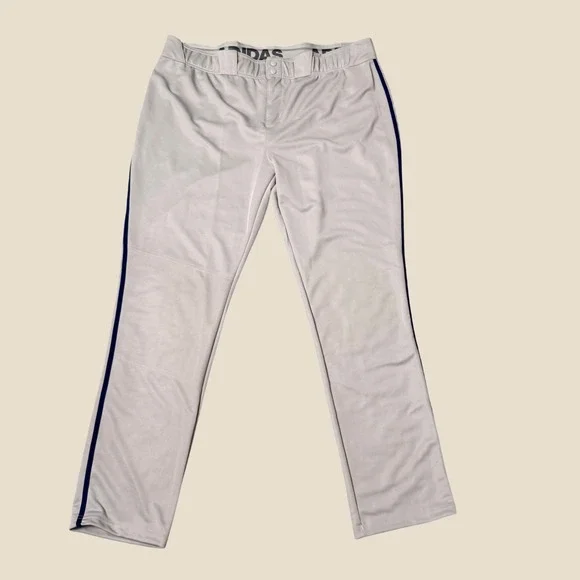 NWT Adidas Icon Pro Piped Baseball Pants Mens 3XL Grey Navy NEW GU5565 Open Hem