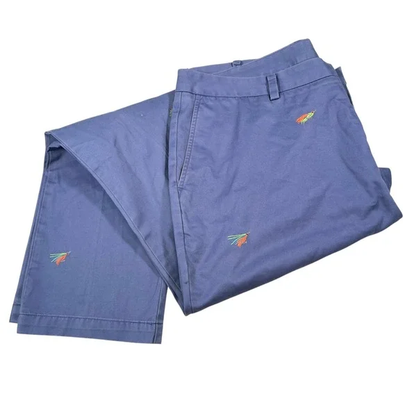 Vineyard Vines 40x32 Blue Chino Pants Embroidered Fishing Fly Preppy Coastal
