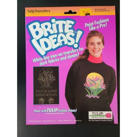 Vtg Tulip Brite Ideas Bird of Paradise‎ Iron On Transfer DT1 Dark Fabric Denim