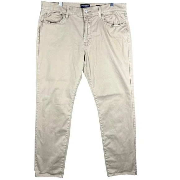 Lucky Brand 5-Pocket Pants Mens 38 Khaki Beige Straight Leg Stretch Chino