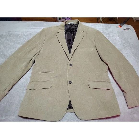 Concepts By Claiborne Corduroy Blazer Men XL Beige Classic City Holiday