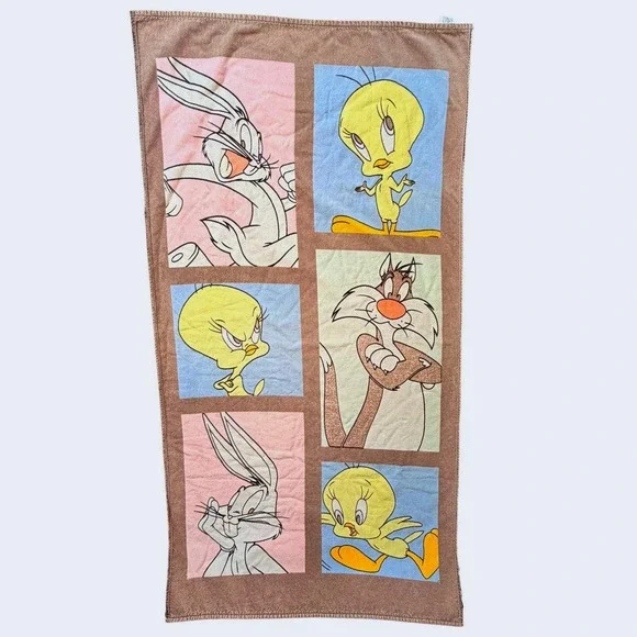 VTG Warner Bros Looney Tunes Bugs‎ Bunny Tweety 2000 Vintage Beach Towel