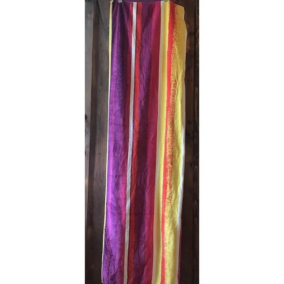 Resort Living Beach Towel‎ Thick Cotton Purple Orange Stripe 68