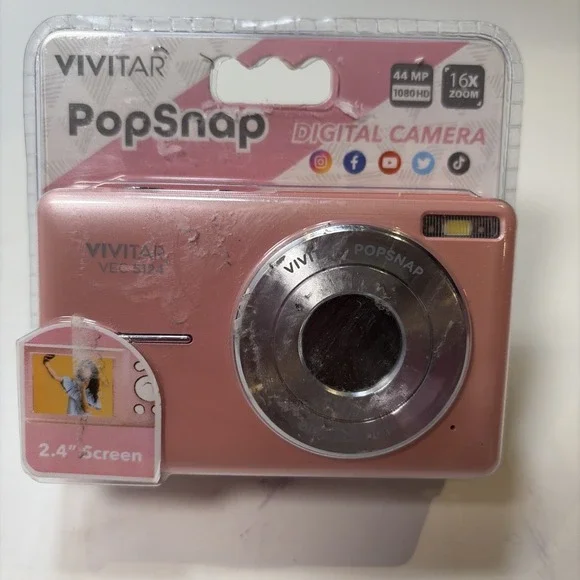 Vivitar PopSnap‎ Digital Camera 44MP 1080HD 16x Zoom Pink 2.4in Screen VEC S124