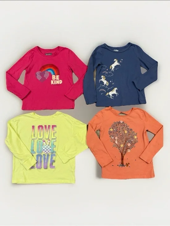 Lot Of 4 Girls Long Sleeve Tops Kid Size 7 Carters Eddie Bauer OshKosh