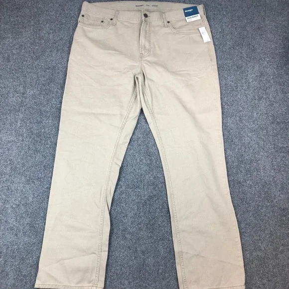 Old Navy Mens Straight Built-In Tough Khaki Pants Tan 38x32 339231-00-1