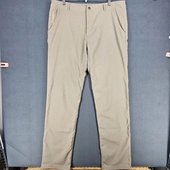 Betabrand Pants Mens 38x36 Beige Stretch Chino Performance Zip Pocket Casual