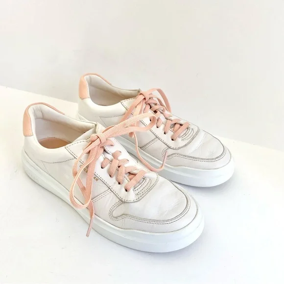 Cole Haan Grandpro Rally Court Leather Lace-up Fashion Sneakers White/Pink‎ 6.5B