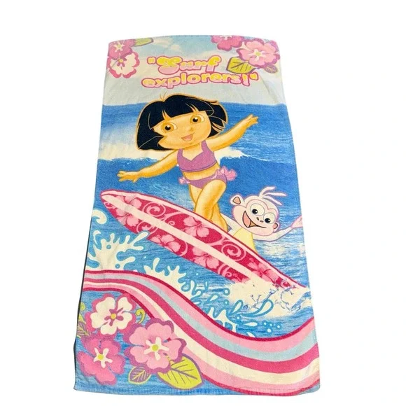 Vintage Dora the‎ Explorer Beach Towel Nick JR Kids 55x29 Surf Explorers