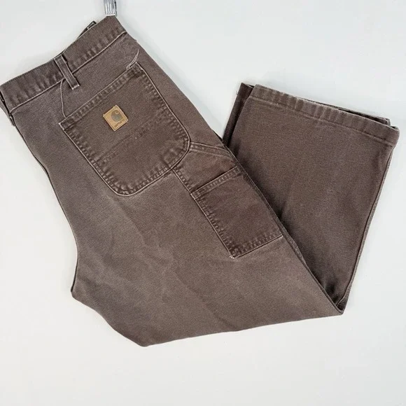 Vintage Carhartt Carpenter Pants Men 38X28 Dark Brown Dungaree Fit B11 DKB Work