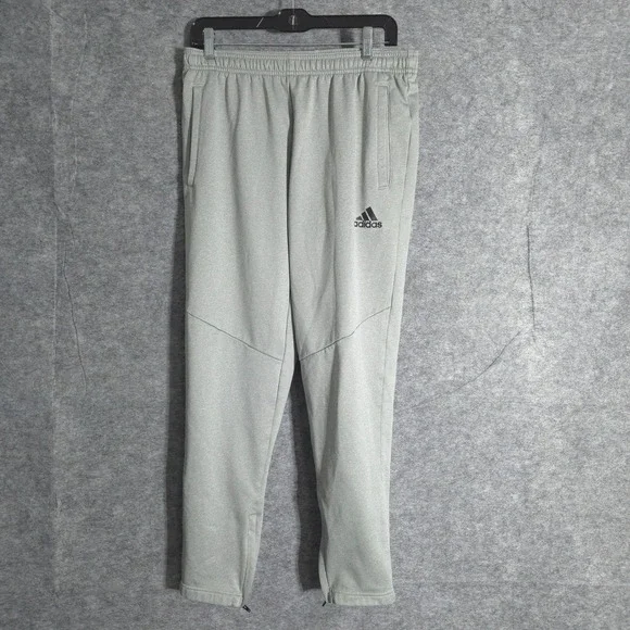 Adidas Training Pants Mens Gray Athletic Jogger Sweatpants Zipper Pockets Medium