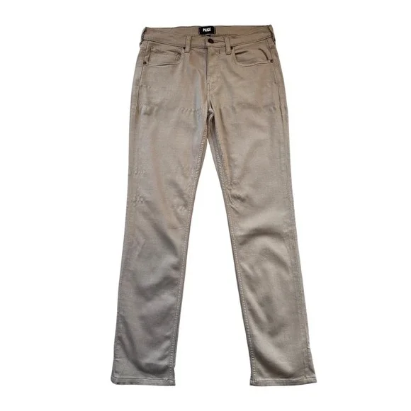 Paige Lennox Slim‎ Fit Pants Mens 31 Khaki Sand Tan W7489 DNM799 Rayon Blend