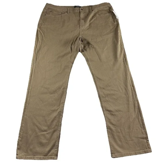 Flag and Anthem Chino Jean Pants Mens 42x34 Tan Brown Stretch Oakland Slim NWT‎