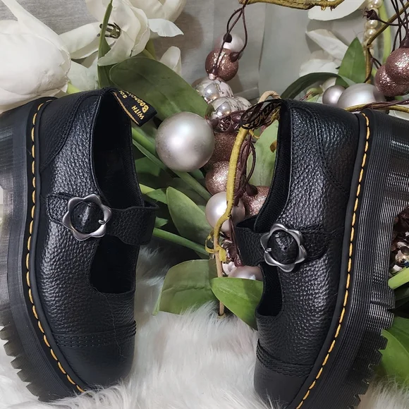 Dr Martens Women's Addina Quad Flower Buckle Platform Mary Jane Flats new