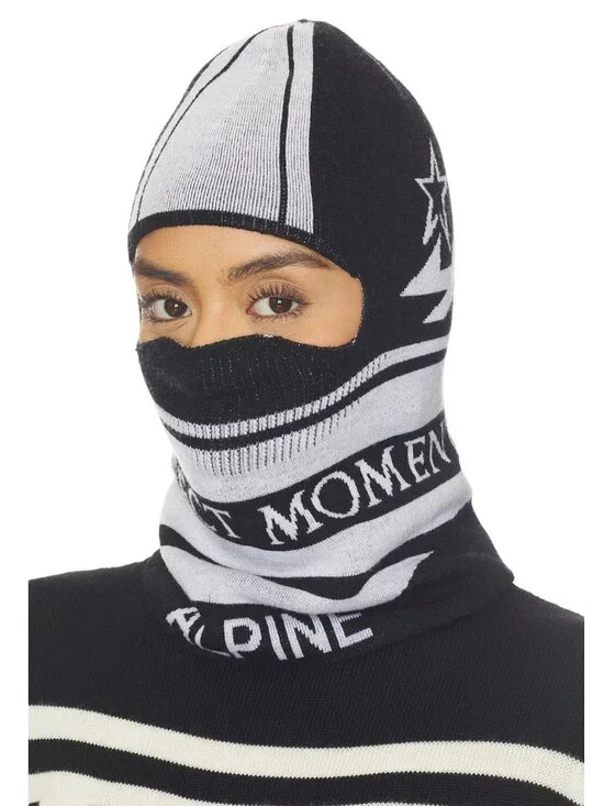 NEW Perfect Moment Team Balaclavas Black Snow White Wool Knit Star Logo Ski Mask