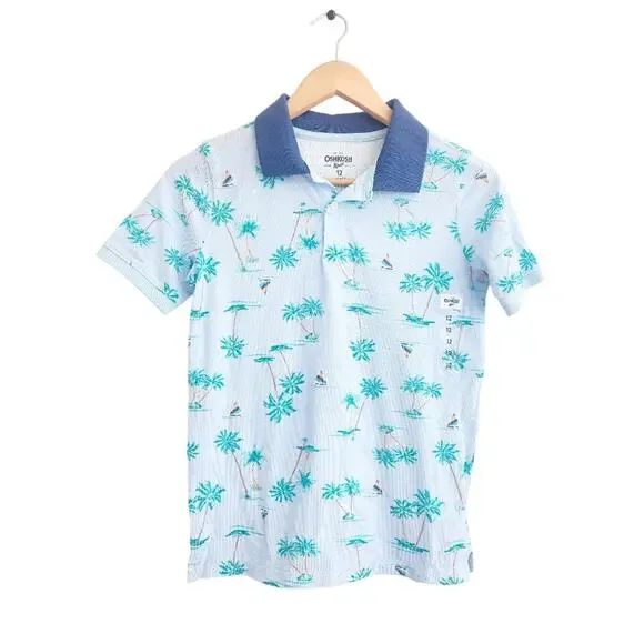 12 New OshKosh B'gosh Blue Palm Tree Polo Shirt