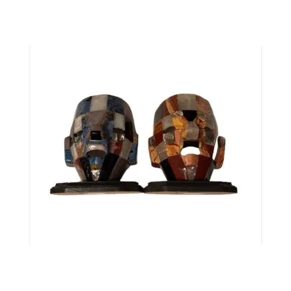 Aztec Mexican Mayan Tessellated Semi‎ Precious Mask Mother of Pearl Abalone