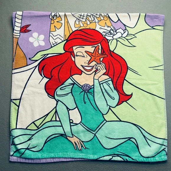 Disney Princess Ariel Moana‎ Tiana Beach Towel 100% Cotton Purple Green 27x50