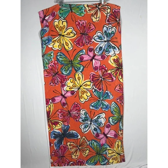 Mainstays Butterfly Beach Towel Orange Pink Blue 100% Cotton Retro Fairy 27