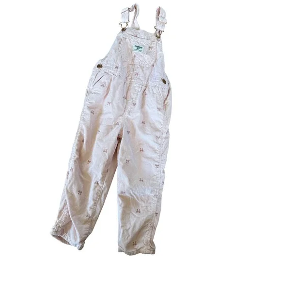 Oshkosh B'gosh pink bow‎ print youth overalls