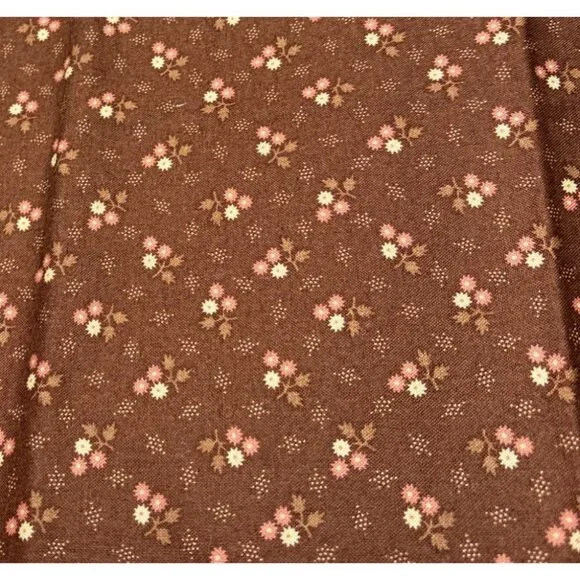 Small Floral Brown Quilting Cotton Fabric 19x22